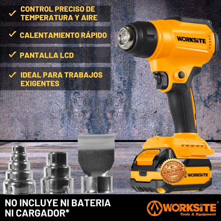 Pistola De Calor A Batería 21v Worksite Con Boquillas 550° - Vista 3