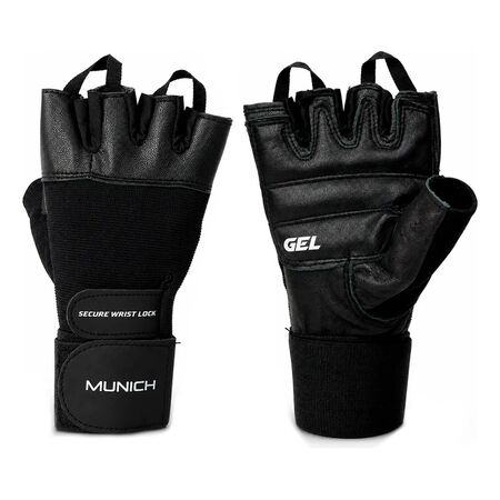 Guantes Gym Munich Jimnox Cuero Vacuno Entrenamiento Negro Lisa L