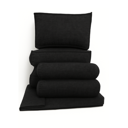 Kit Divan Completo Con Funda Y Almohadones Chenille Negro 