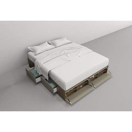Box de Cama DS Home 2,00 m 4 Cajones 2 Puertas Nogal Gris 203x33x202 cm