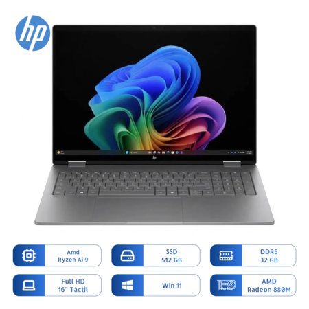 Notebook HP OmniBook X Flip 16-cc0033 Ryzen AI 9 465 32GB 512GB SSD 16" OLED Táctil