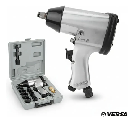 Kit Pistola Impacto Neumatica 17 Piezas Versa Neu130 Maletin Gris