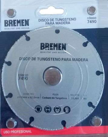 Disco de Madera Tungsteno Bremen 4 1/2 Pulgadas 115mm