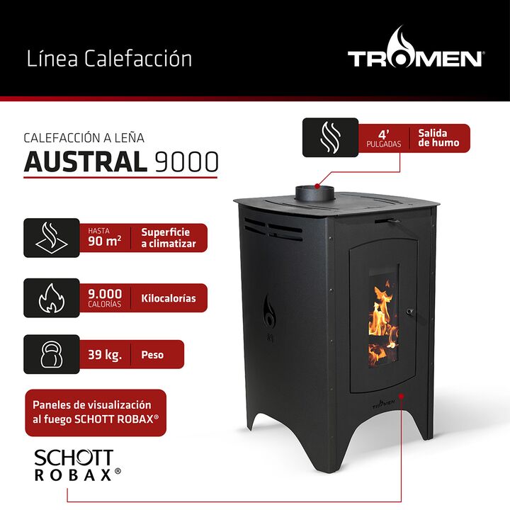 Salamandra Tromen Austral 9000 + Kit Instalacion Pared - Vista 3