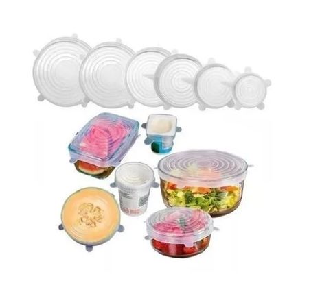Set de 6 Tapas Silicona Multiuso Reutilizables Ajustable