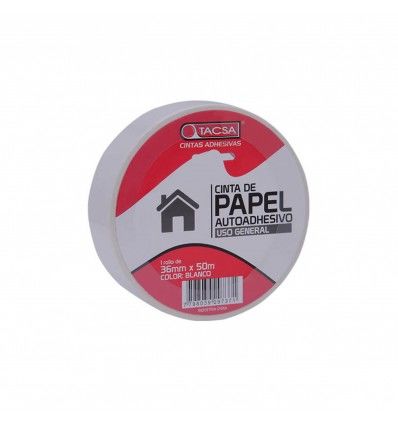 Cinta de papel blanca 36mm x 50m Tacsa