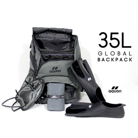 Mochila De Natación Aquon Global 35 Litros Lisas Gris Negro