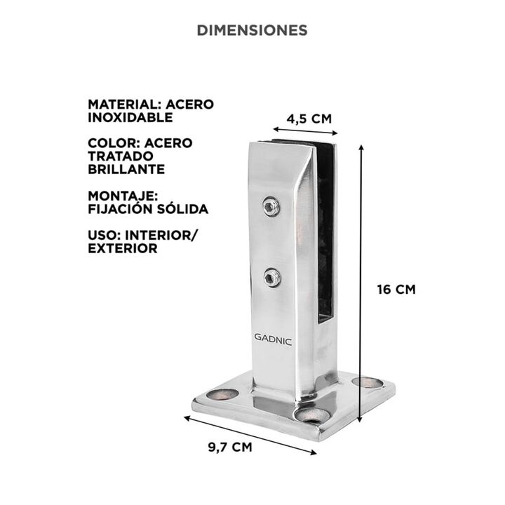 Mini Poste Gadnic Acero Inoxidable Para Balcones Piletas Escaleras - Vista 6