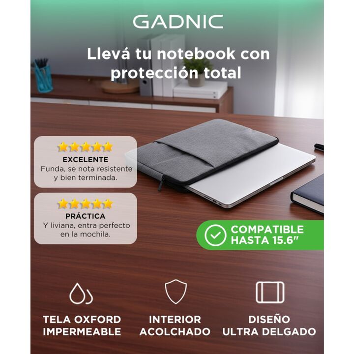 Funda Para Notebook Gadnic de 15.6” Impermeable Con Proteccion Interior - Vista 2