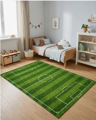 Alfombra Vinílica Infantil De Fútbol Antideslizante 