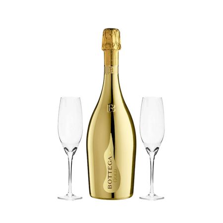 Set Espumante Prosecco Bottega Gold y 2 Copas Con Estuche