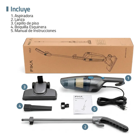 Aspiradora vertical potente 16kpa con Cable 2 en 1 Fika