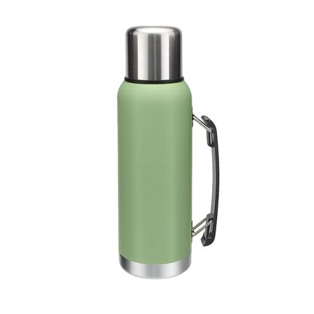 Termo Acero Inoxidable 1 Litro Mate Frio Calor Con Manija Verde