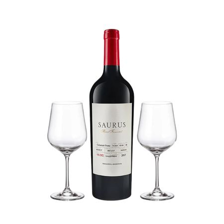Set Saurus Barrel Fermented Cabernet Franc y 2 Copas Con Estuche