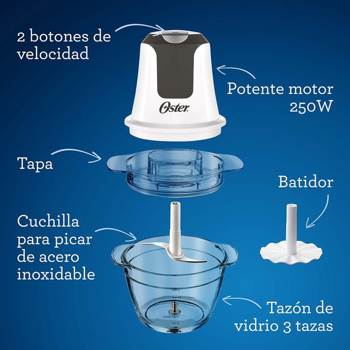 Mini picadora Oster 3 tazas con tazón de vidrio FPSTFP3340 - Vista 5