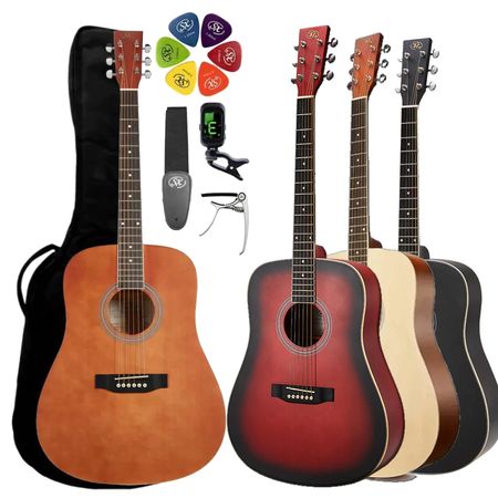 SX SD104K. Pack guitarra acústica dreadnought con accesorios. Empezá a tocar hoy