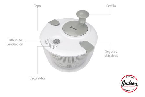Centrifugador Plástico Para Verduras De 5 L Hudson Blanco - Vista 4