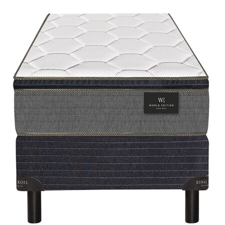 Colchon y Sommier King Koil Finesse 1 Plaza 80x190x27cm de Resortes LFK con Pillow de Espuma Firme
