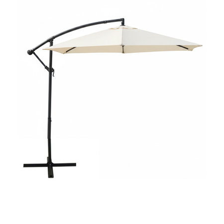 Sombrilla Jardin Lateral Banana Natural Con Base 3 Metros Color Crema Lisa Circle Line