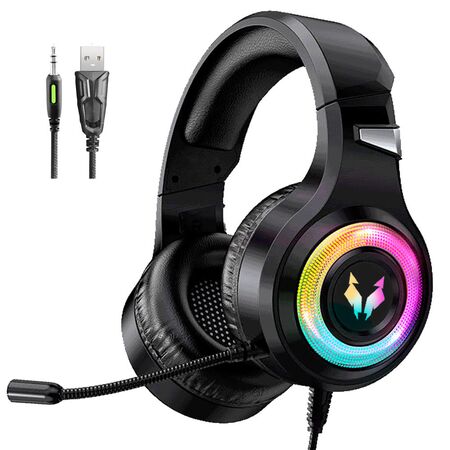 Auriculares Gamer Alpha A9000 Play Micrófono Luz RGB Cancelación Sonido