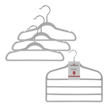Caja X 60 Perchas + 4 Pantalon Terciopelo Compactor Gris
