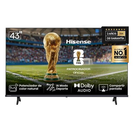 TV LED 43" HISENSE 43A42K - FHD, SMART TV, HDMI SO VIDAA U5 NEGRO (9143A42K)