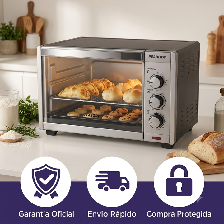 Horno Eléctrico 54 Lts Peabody Pe-he55s Conveccion 2200w Luz - Vista 8