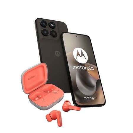 Combo Moto G77 8+256GB Black Olive + Moto Buds Guitar Peach Pink