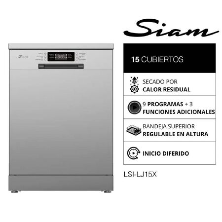 Lavavajillas Siam 15 Cubiertos Acero Inoxidable LSI-LJ15X