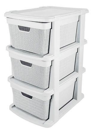 Cajonera Canasto Organizador Chifonier Yute Deco Moda Blanco 2 x15 L y 1 x 22 L (3292)