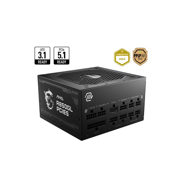 Fuente MSI 850W 80Plus Gold Mag A850GL Pcie5 - Vista 1