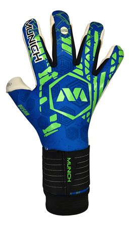 Guantes Arquero Munich Busan Latex Aleman Neoprene Hybrid Azul/Verde 9
