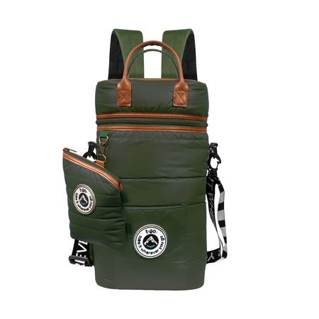 Mochila Matera T-GO Bolso Matero para termos hasta 1.3 lts + Yerbera de tela Color Verde