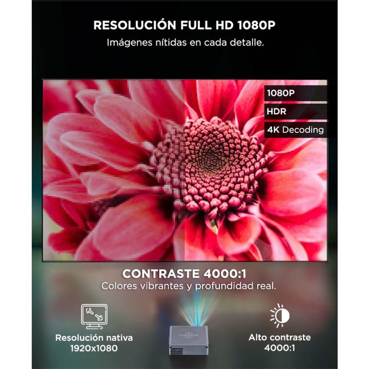 Proyector Gadnic Full HD 1080p Lúmenes 8000 90w - Vista 5