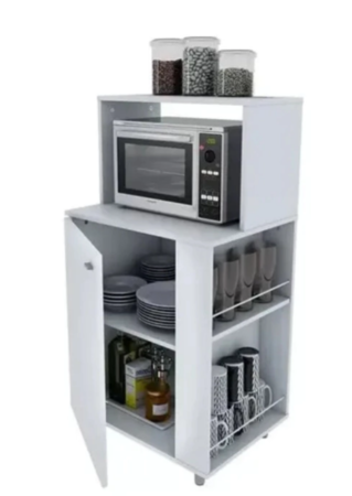 Mueble Microondas Vajillero Organizador Centro Estant Kp60 Color Blanco
