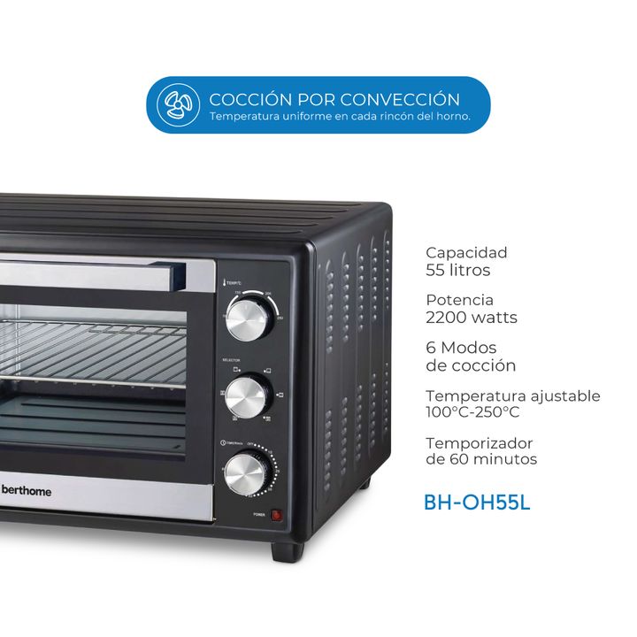 Horno Electrico Berthome 55L KF-K55L-10SKH - Vista 3