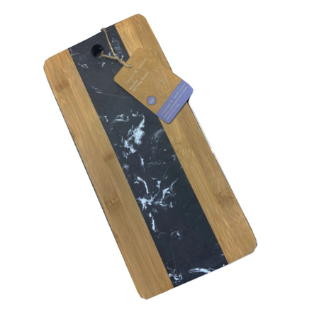 Bandeja Bamboo 35x16 5 Simil Marmol Negro