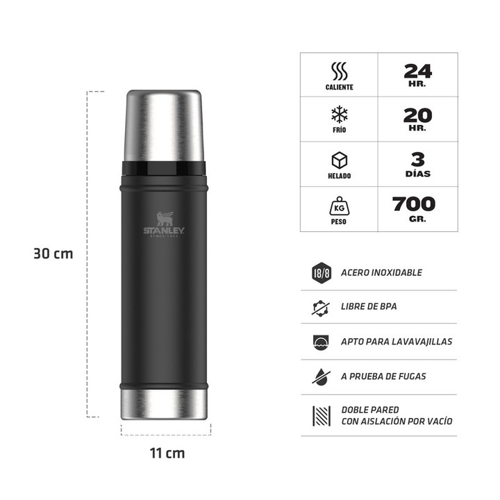 Termo Stanley Clasico 591Ml - Negro 2.0 - Vista 2