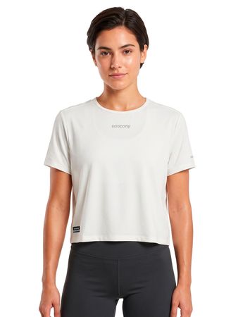 Remera Saucony Triumph Crop Mujer Running Beige