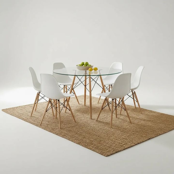 Juego De Mesa Y 6 Sillas Eames Comedor Redonda 120cm Premium Blanco - Vista 4