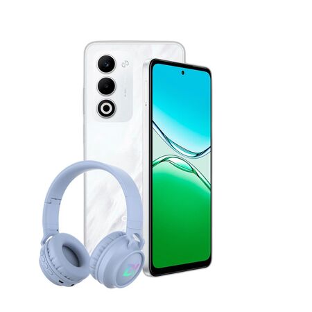Combo Oppo A5 4G 4+256GB Blanco + Auriculares Casco BT Celeste Dekkin