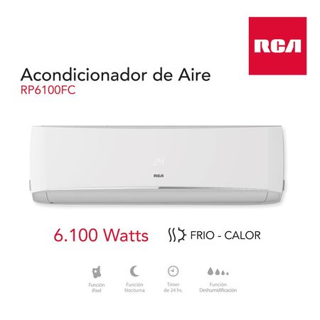 AIRE ACONDICIONADO SPLIT RCA 6100W FRIO/CALOR BCO