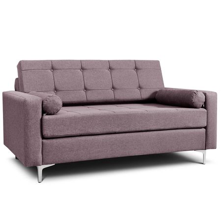 Sillón 2 Cuerpos Colombia Patas Aluminio Tapizado Shot Morado Espácity