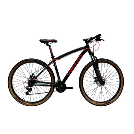Bicicleta MTB Venzo Loki Talle XS R29 21V Negro Rojo Disco Mec