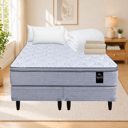 Colchon + Sommier King Koil Kensington King 200x200 + Almohadas + Sabanas + Acolchado