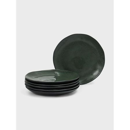 Set 6 platos playos Porto Brasil Orgánico Geo Stoneware