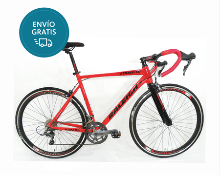 Bicicleta Raleigh Strada 1.0 / Talle 57"/L - Rojo / Cuadro de aluminio / 2x8 vel. / Shimano Claris / 700x25c