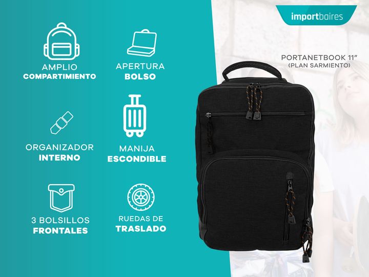 Mochila Escolar con carrito nivel inicial de escuela y jardín - Vista 3