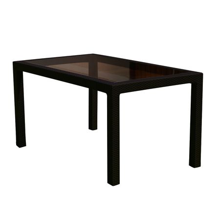Mesa Símil Ratán Con Vidrio Indonesia Grafito Voss2000