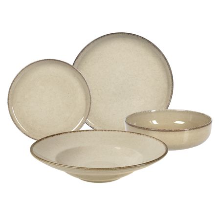 Set 16 piezas Plato playo pasta postre bowl Porcelana Envejecida Ivory